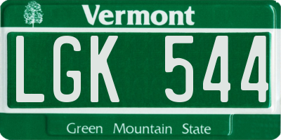 VT license plate LGK544