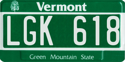 VT license plate LGK618