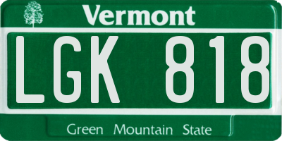 VT license plate LGK818