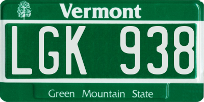 VT license plate LGK938