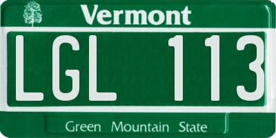 VT license plate LGL113