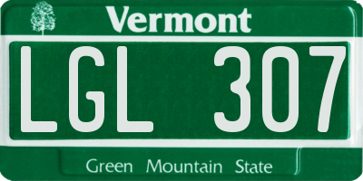 VT license plate LGL307