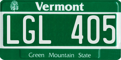 VT license plate LGL405