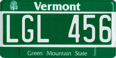 VT license plate LGL456
