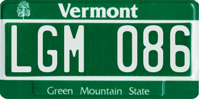 VT license plate LGM086