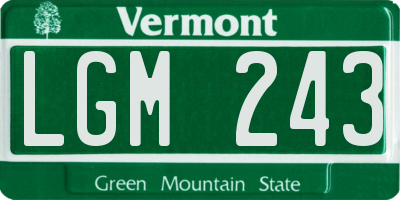 VT license plate LGM243