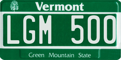 VT license plate LGM500