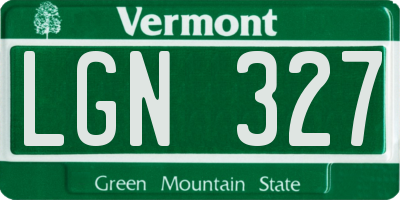 VT license plate LGN327