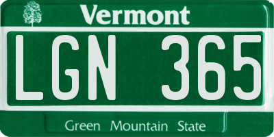 VT license plate LGN365