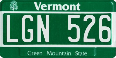 VT license plate LGN526