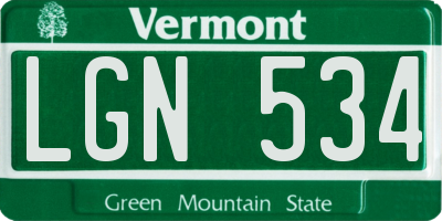 VT license plate LGN534