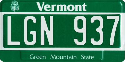 VT license plate LGN937