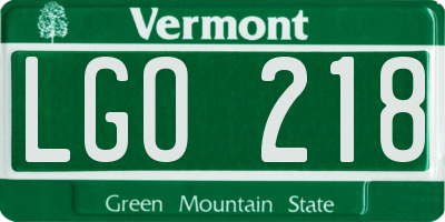 VT license plate LGO218