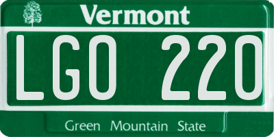 VT license plate LGO220