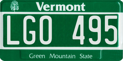 VT license plate LGO495