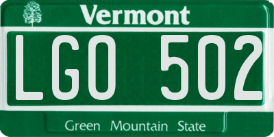 VT license plate LGO502