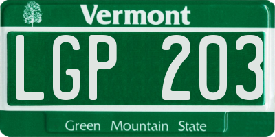 VT license plate LGP203