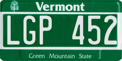 VT license plate LGP452