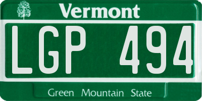 VT license plate LGP494