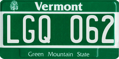 VT license plate LGQ062