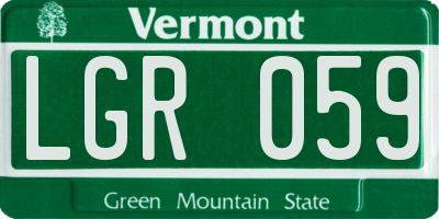 VT license plate LGR059