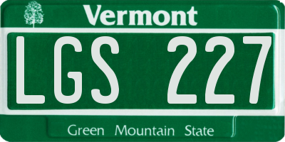 VT license plate LGS227