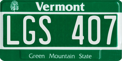 VT license plate LGS407
