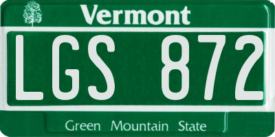 VT license plate LGS872