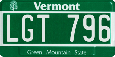 VT license plate LGT796