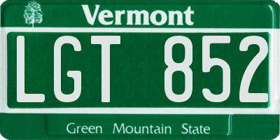 VT license plate LGT852