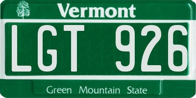 VT license plate LGT926