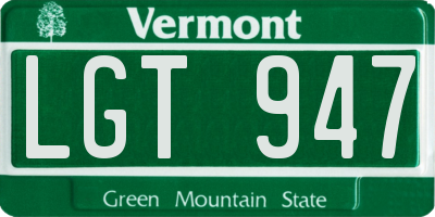 VT license plate LGT947