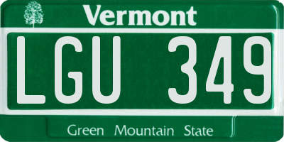 VT license plate LGU349