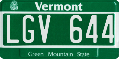 VT license plate LGV644