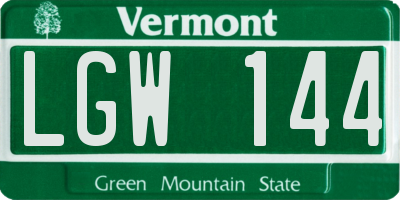 VT license plate LGW144