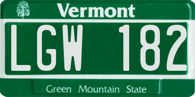 VT license plate LGW182