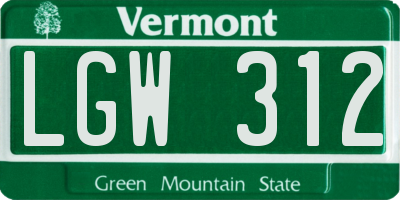 VT license plate LGW312