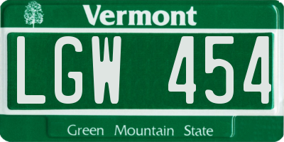 VT license plate LGW454