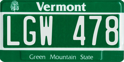 VT license plate LGW478