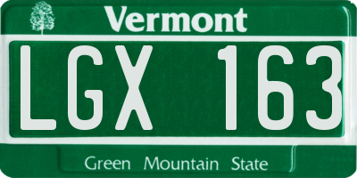 VT license plate LGX163