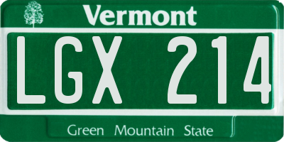 VT license plate LGX214