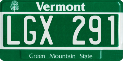 VT license plate LGX291
