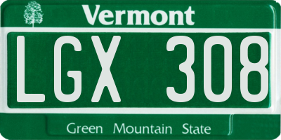 VT license plate LGX308