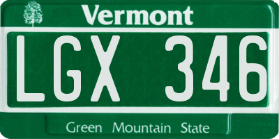 VT license plate LGX346