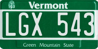 VT license plate LGX543