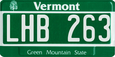VT license plate LHB263