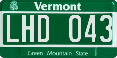 VT license plate LHD043