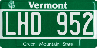 VT license plate LHD952