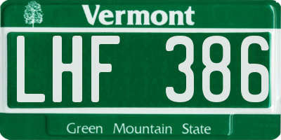 VT license plate LHF386