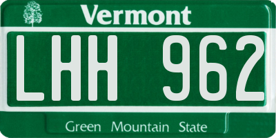 VT license plate LHH962